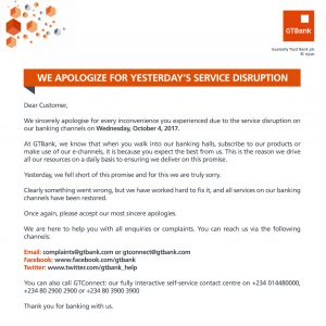 OrijoRepoerter.com, GTBank apologise to customers for service disruption   