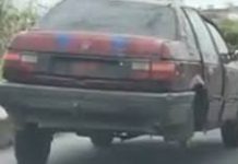 (Video) Car with three tyres driven for three hour on Lagos- Badagry Road (Video) Car with three tyres driven for three hour on Lagos- Badagry Road